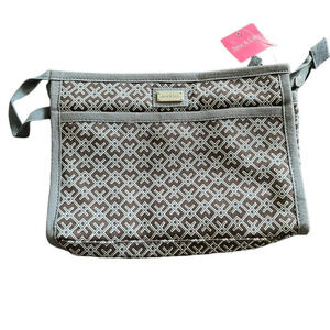 Ame & Lulu Brown & Blue geometric pattern Travel Pouch - Water-Resistant Lining